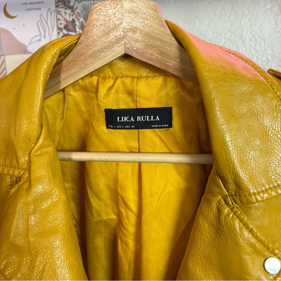 Amazon Jackets & Coats Yellow Faux Leather Jacket Motorcycle Jacket